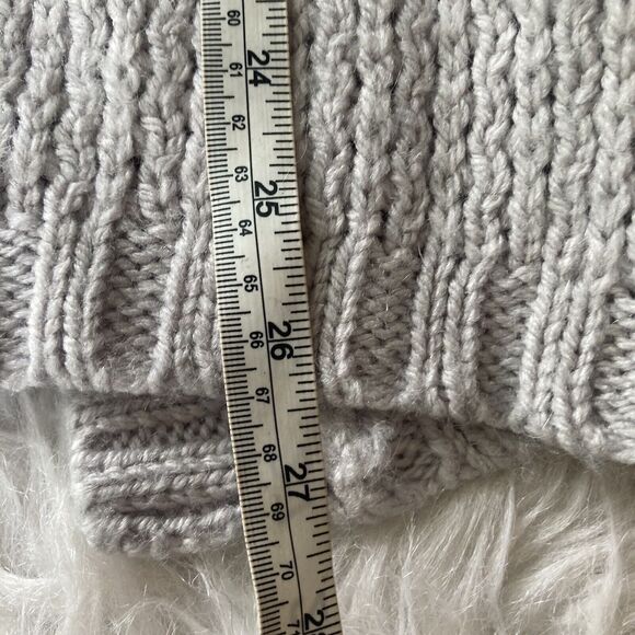 Garnet Hill Sweater Sz M Acrylic Wool Mohair Tie Front Removable Belt Grey Thick - Picture 9 of 10